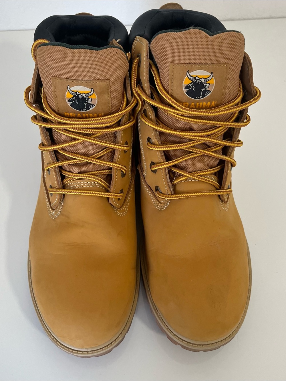 Blundstone Tan Work Boots with Gold-Tone Laces